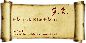 Fürst Kleofás névjegykártya